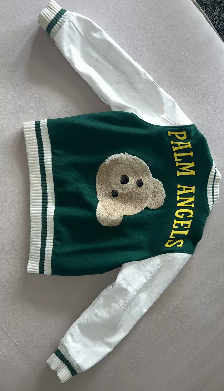 Palm Angels Leather Jackets Palm Angels Varsity Jacket Green