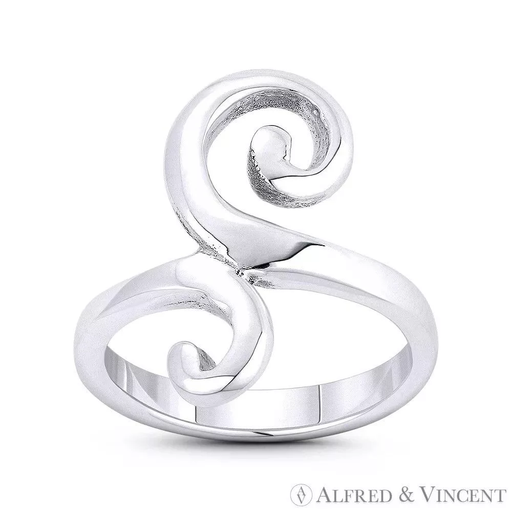 Other Rings Other Swirling Plant Vine Charm Ladies' Right-Hand Ring Silver