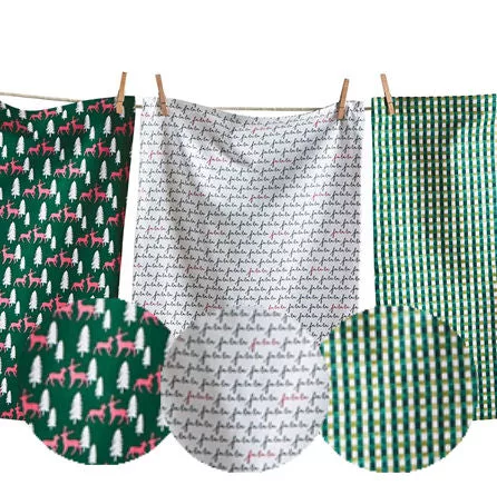 JOYFUL DEER DISHTOWEL SET/3