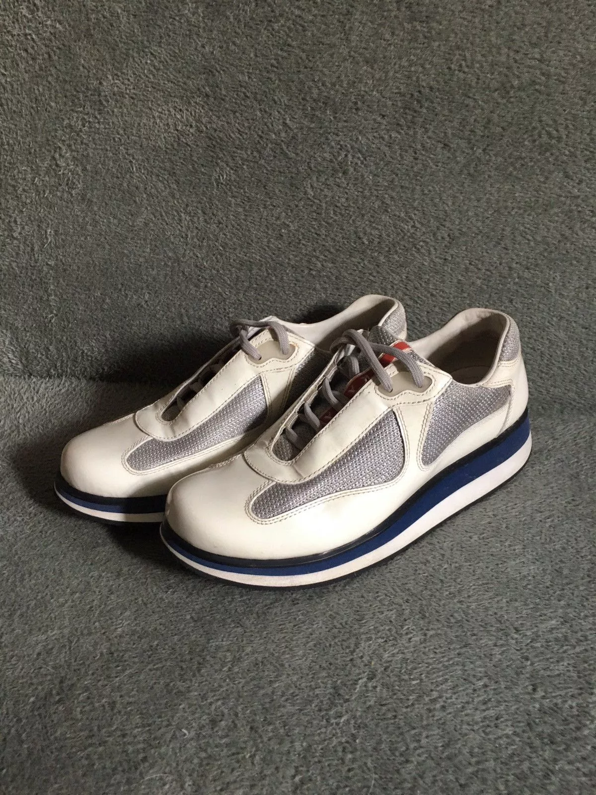 Prada Low Top Sneakers PRADA American Cup Double Sole Patent Leather Sneakers EU 38 Beige Luxury