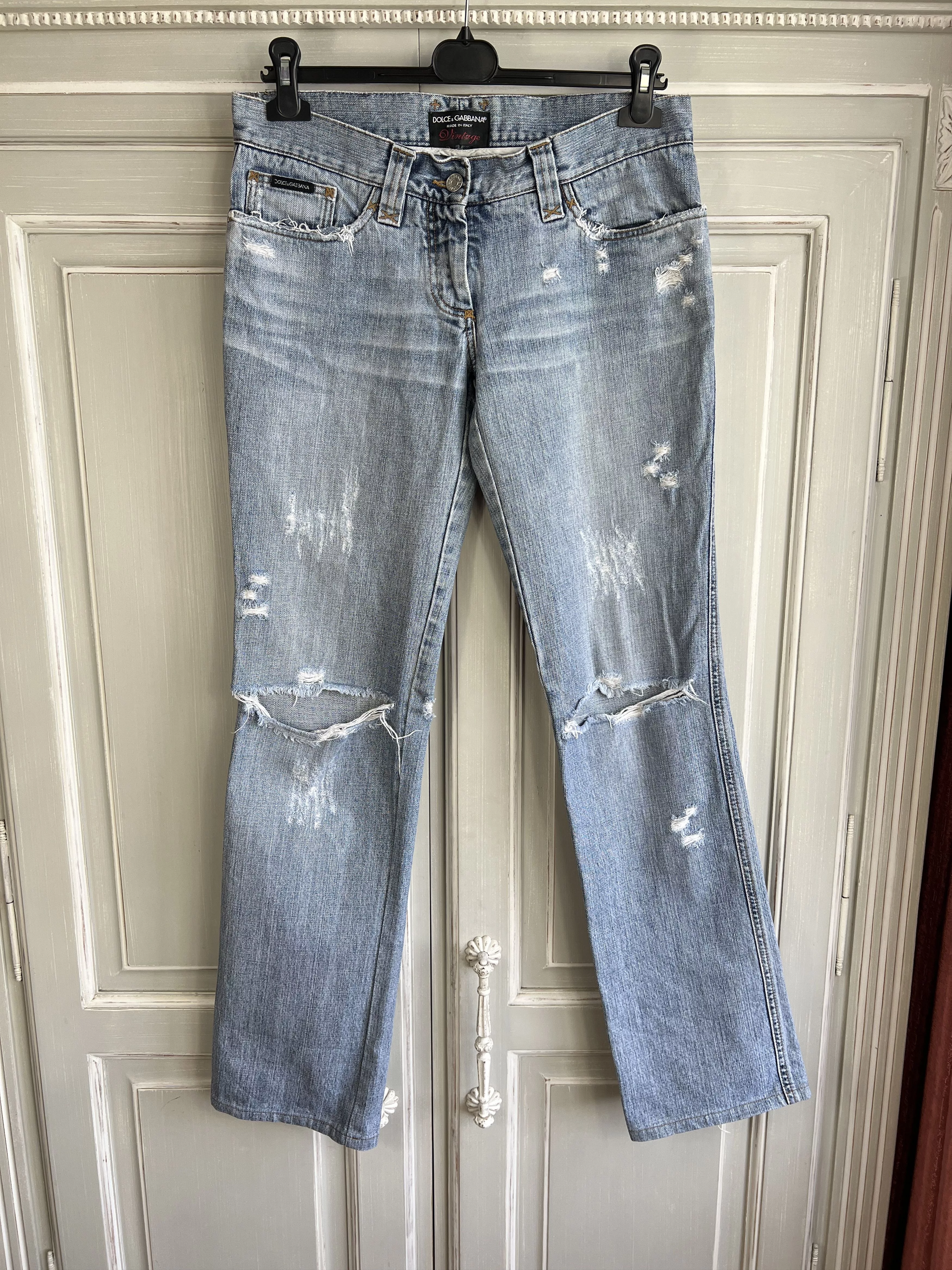 Dolce & Gabbana Jeans Dolce & Gabbana × Vintage VINTAGE DOLCE GABBANA DISTRESSED DENIM PANTS Blue