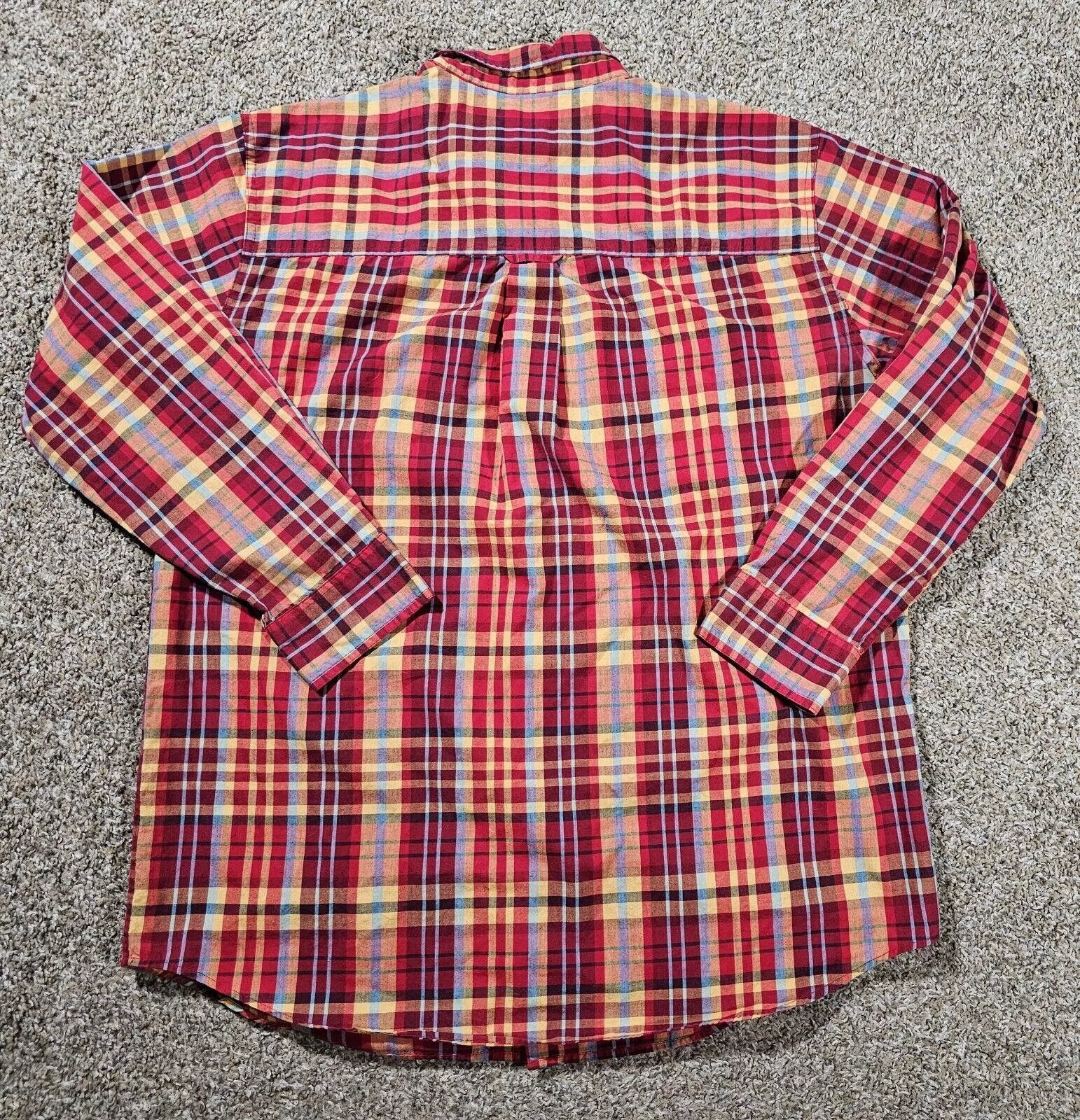 Chaps Shirts Button Ups Chaps Easy Care Mens XL Red Plaid Button Down Long Sleeve