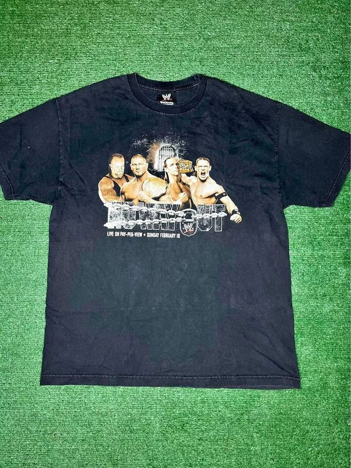 WWE Short Sleeve T Shirts Vintage 2002 WWE T-shirt Size XL Black