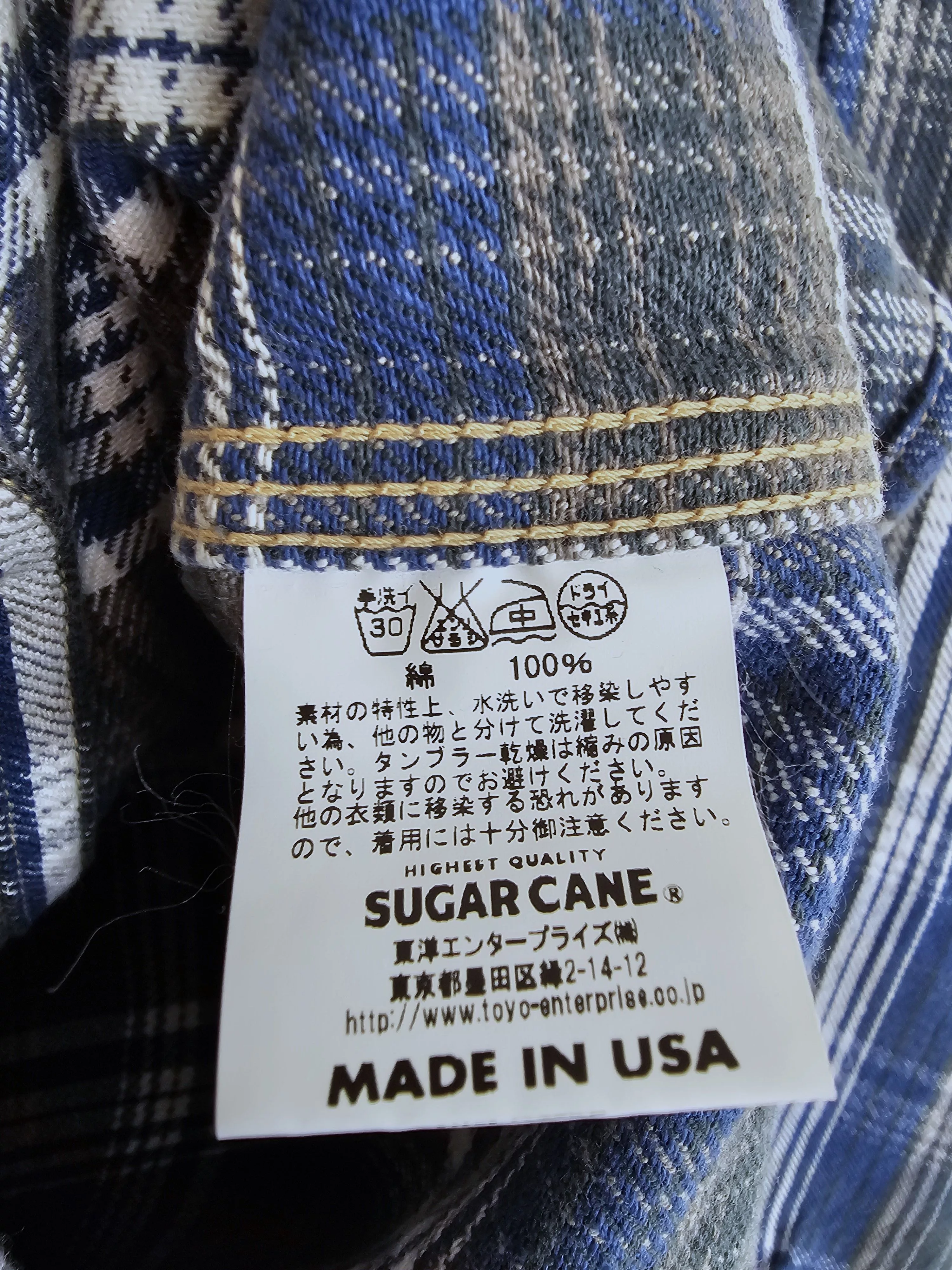 Sugar Cane Shirts Button Ups Sugar Cane Heavyweight Flannel Blue