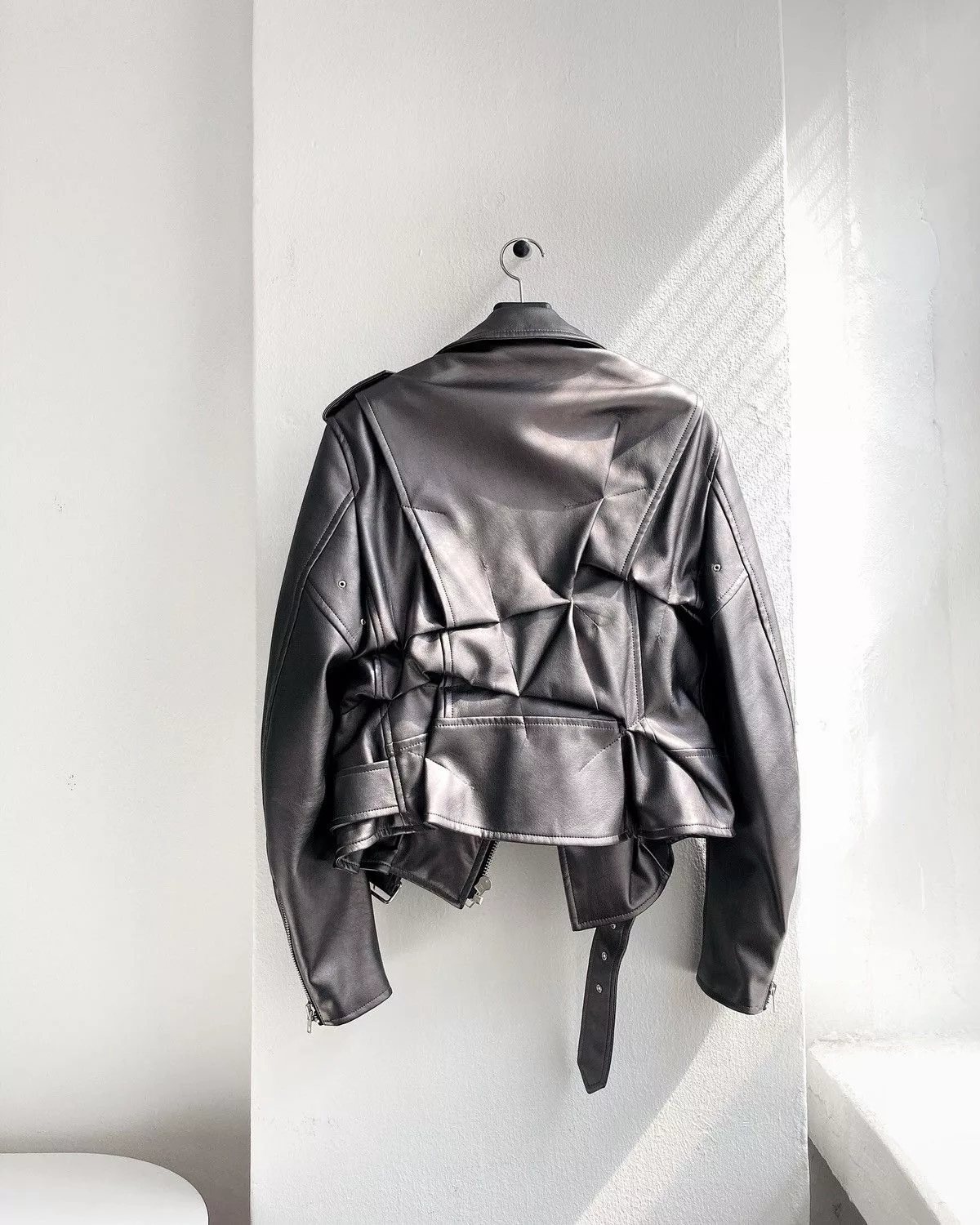 Comme des Garcons Leather Jackets Comme des Garcons × Comme des Garcons Homme Plus × Junya Watanabe ❌ NWT CDG AD2020 homme plus fold stitch Rider Black