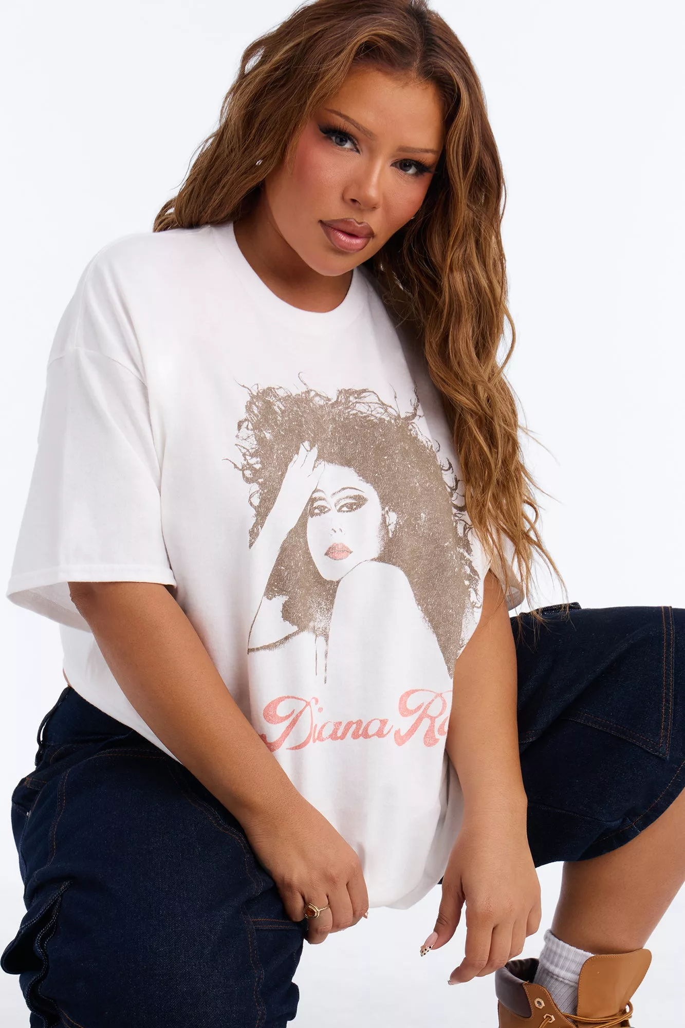 Diana Ross Classic Portrait Oversized Tee - White