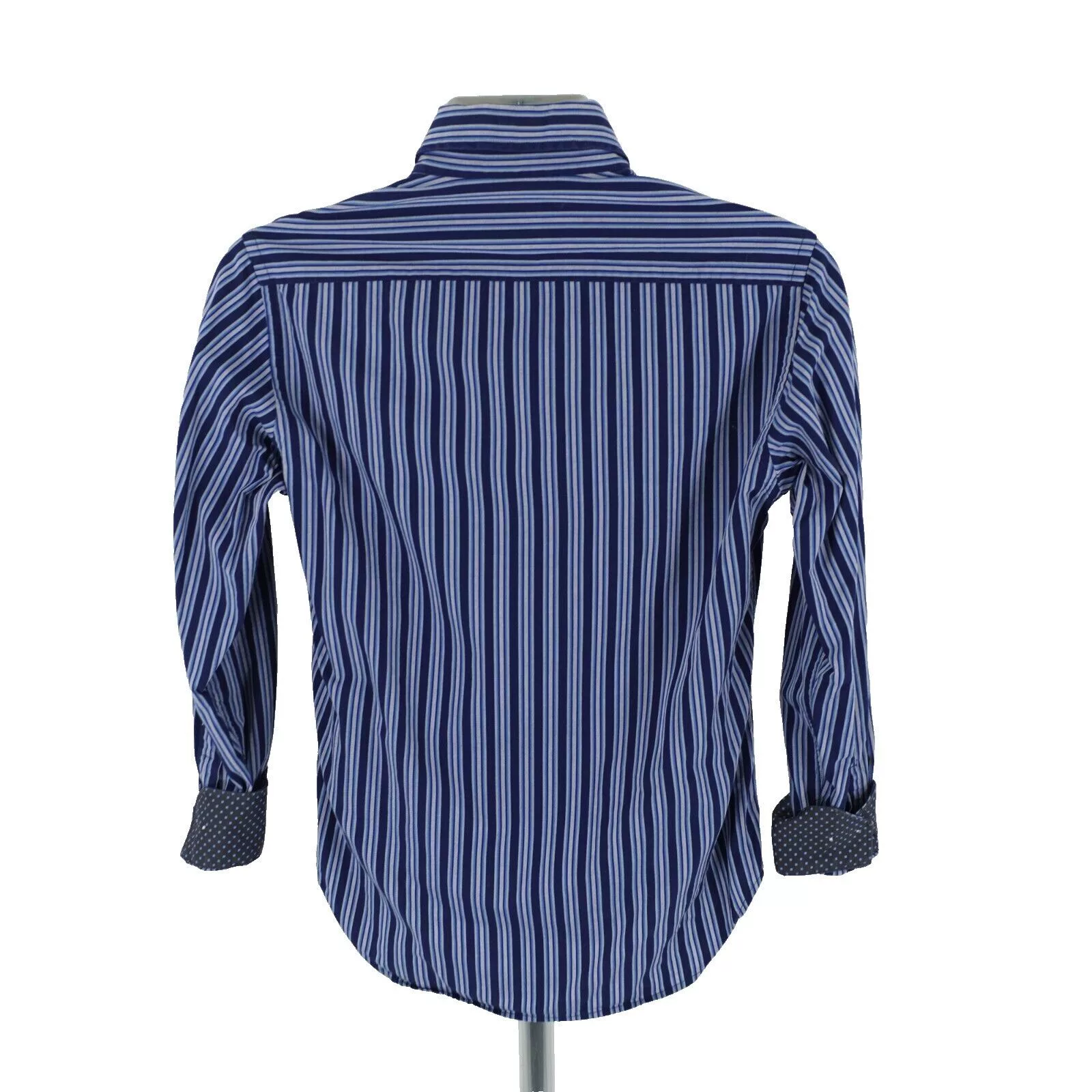Tailorbyrd Shirts Button Ups Tailorbyrd Blue Striped Flip Cuff Pocket Front Button Down S