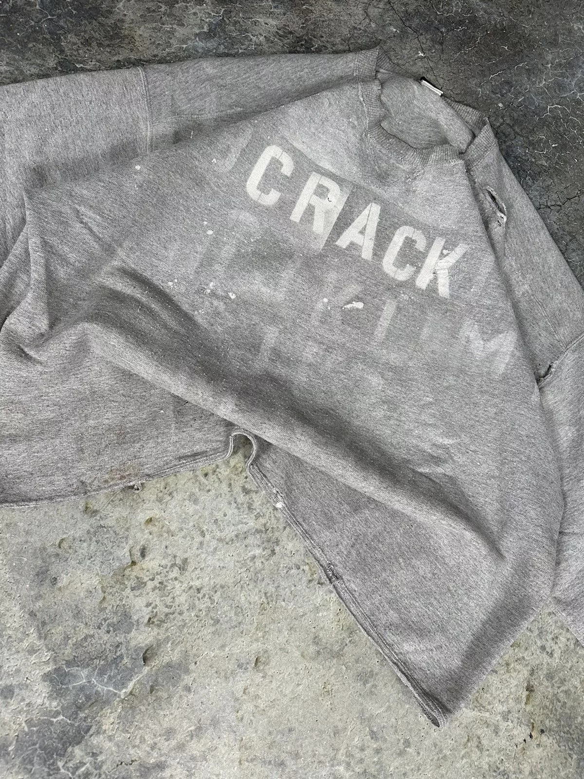 Starter Sweatshirts Hoodies Starter × Vintage Vintage Thrashed Custom “CRACK” Starter Crewneck Gray