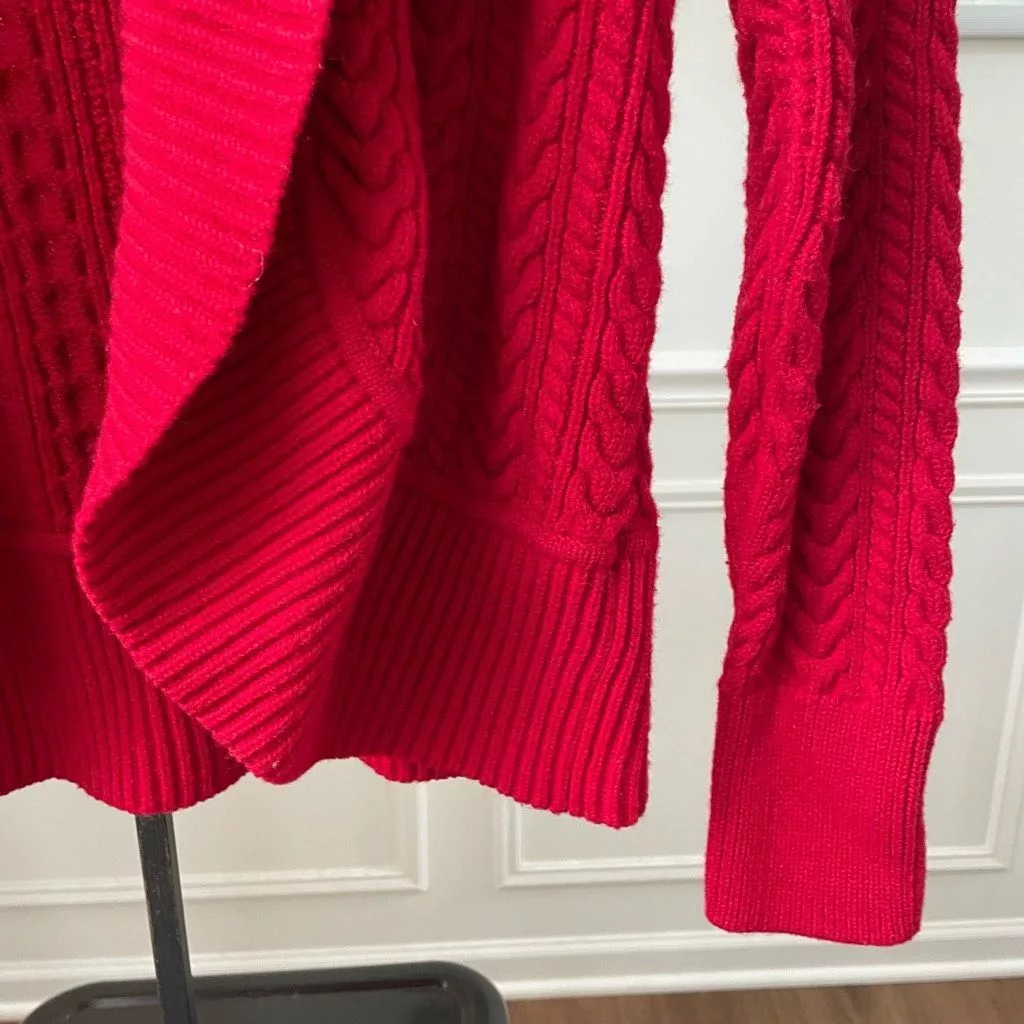 Other Sweaters Other Talbots Garnet Red Cable Knit Open Front Cardigan Sweater M
