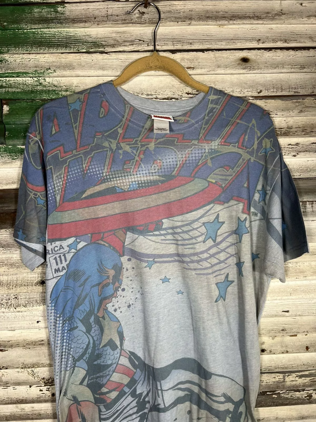Marvel Comics Short Sleeve T Shirts Marvel Comics × Vintage Vintage Marvel AOP Shirt Blue