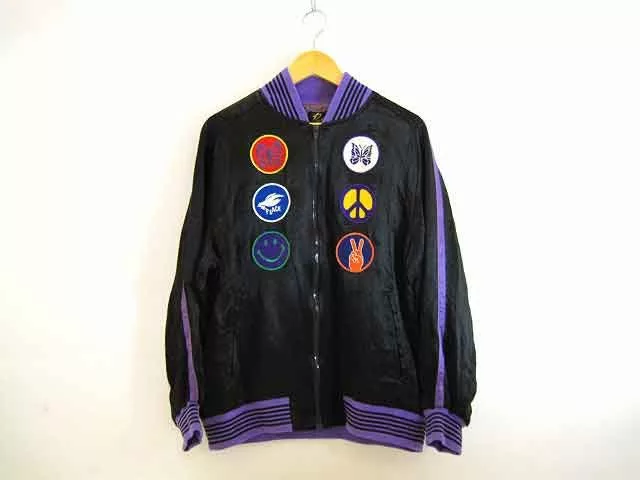 Needles Light Jackets Needles Jacket Satin Sukajan Patchwork Black