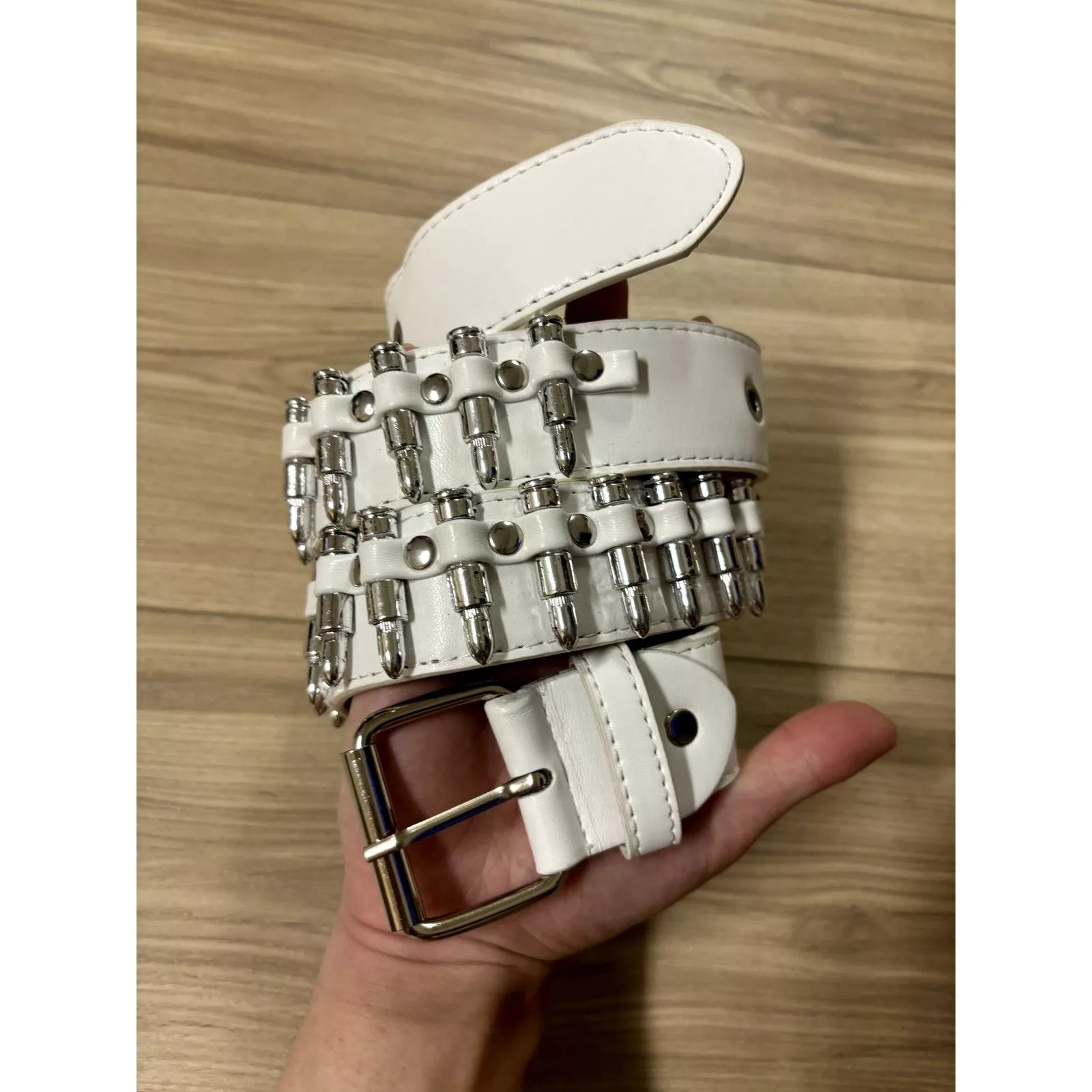 Japanese Brand Belts Japanese Brand × Vintage A7 - White Bullet studded belt Streetwear