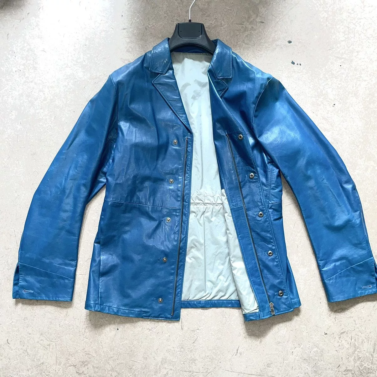Jil Sander Leather Jackets Jil Sander Teal Leather Jacket Blue