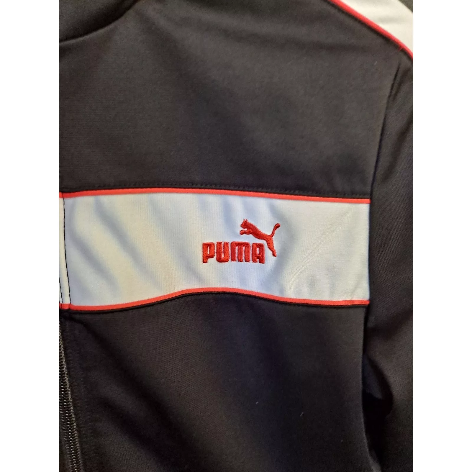 Puma Jackets Puma Black with White Stripe Track Jacket Size Large