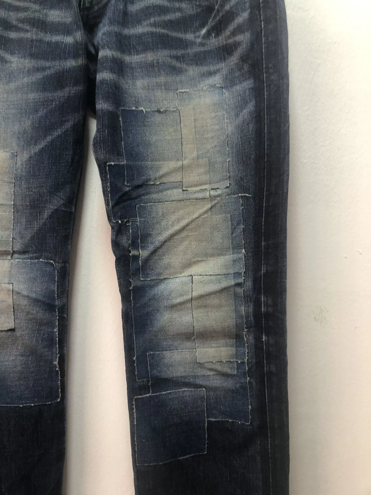 FACTOTUM Denim Pants Patch Distressed Style Japan Made Blue