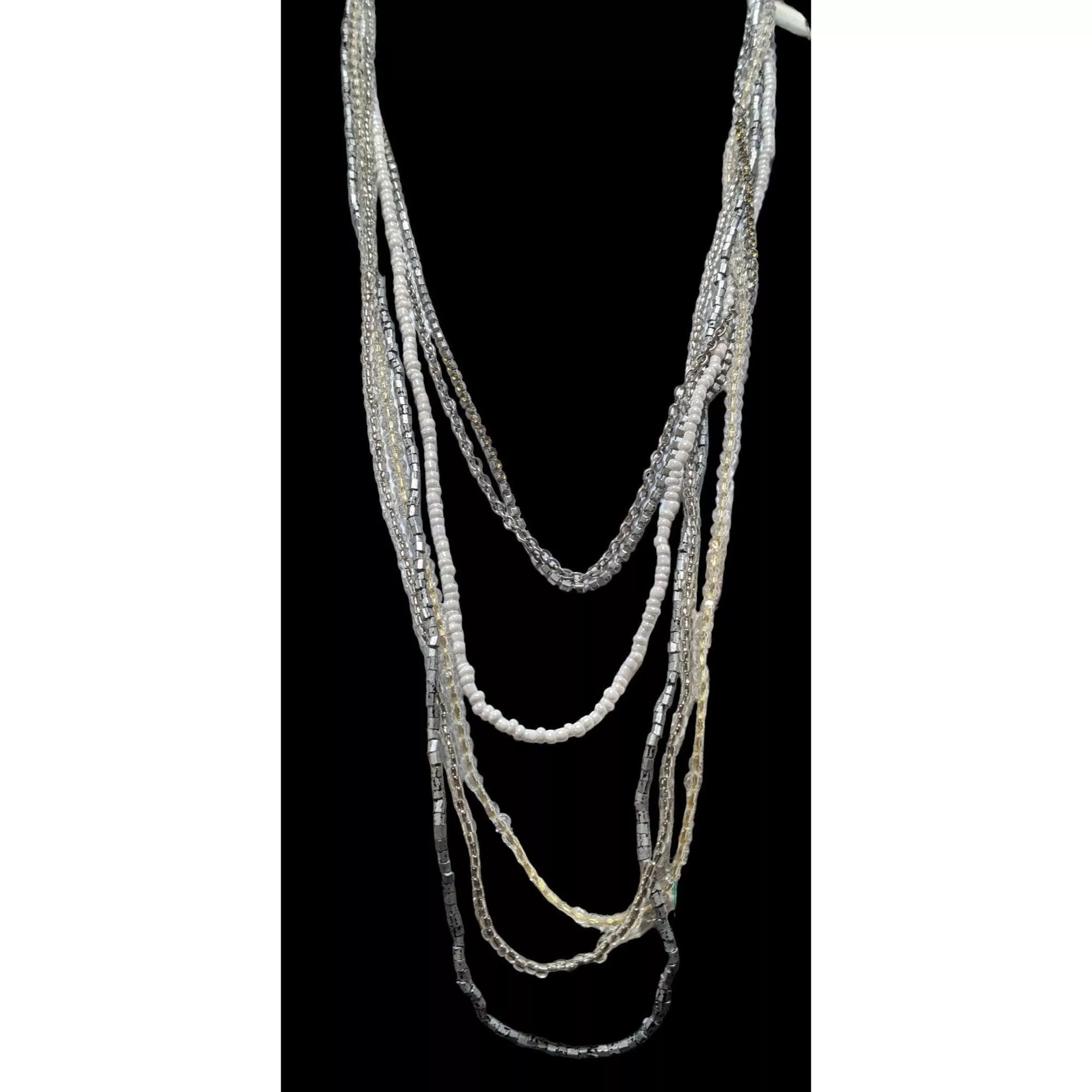 American Eagle Outfitters Necklaces American Eagle Outfitters AEO Multilayer Bohemian Glass Beaded Necklace White