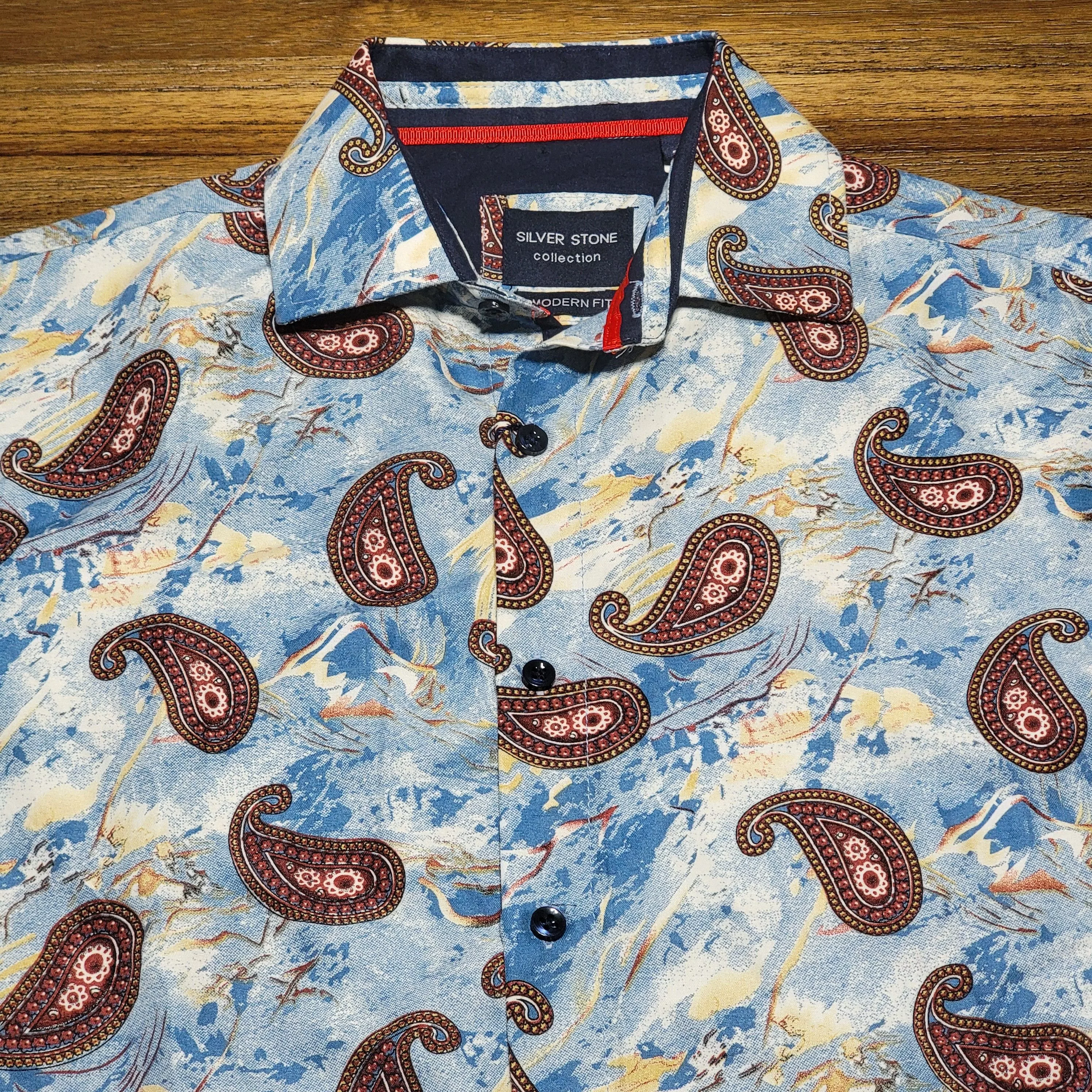 The Silver Stone Shirts Button Ups The Silver Stone Silver Stone Collection LS Lg Paisley Shirt - Size Small NWT Blue