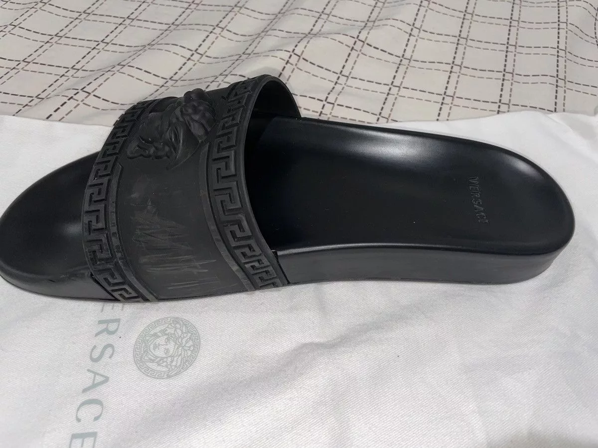 Versace Sandals Versace Pool Slides Gomma Black