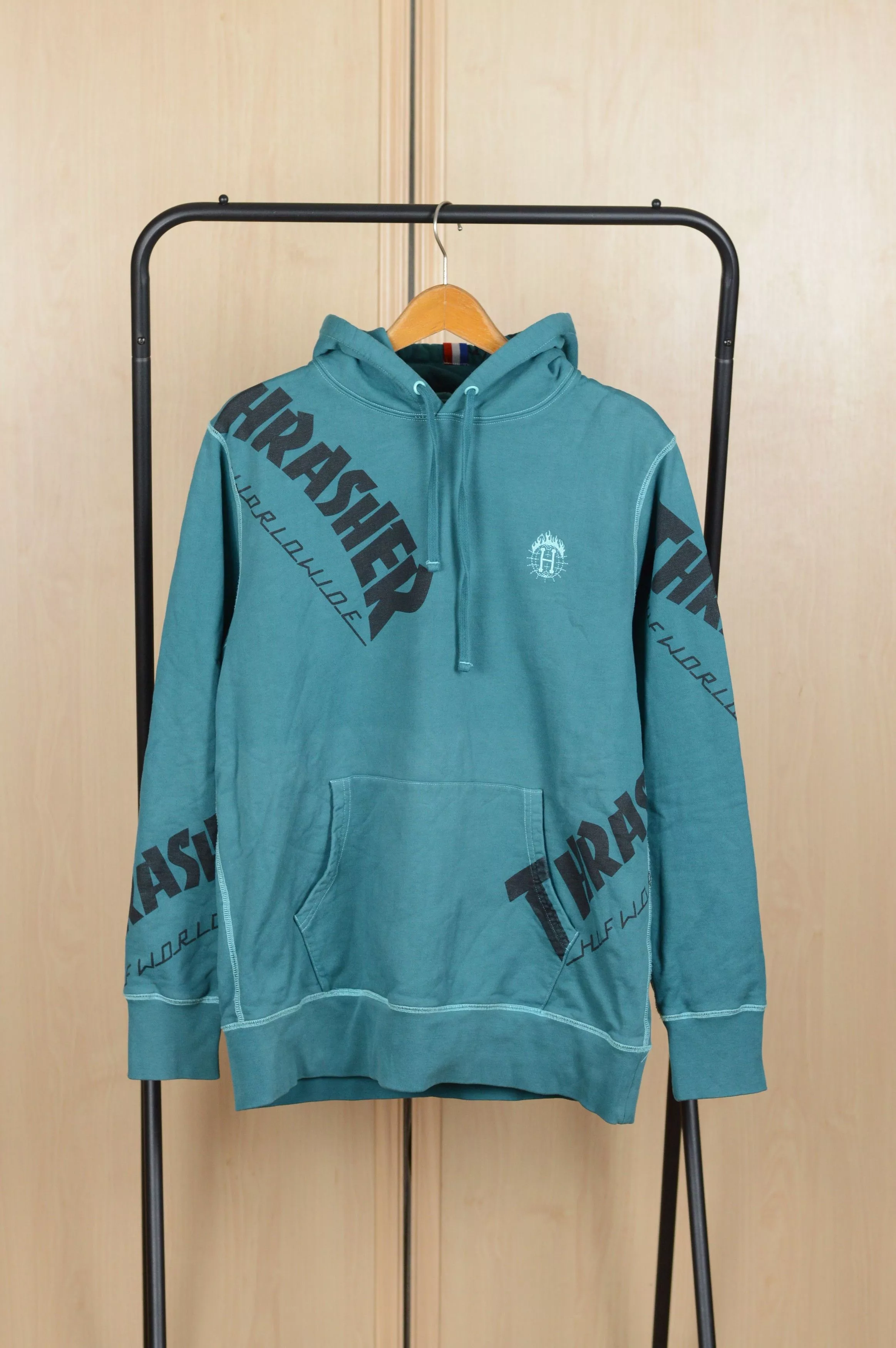 Huf Sweatshirts Hoodies Huf × Thrasher Thrasher Huf Worlwide Hoodie Blue