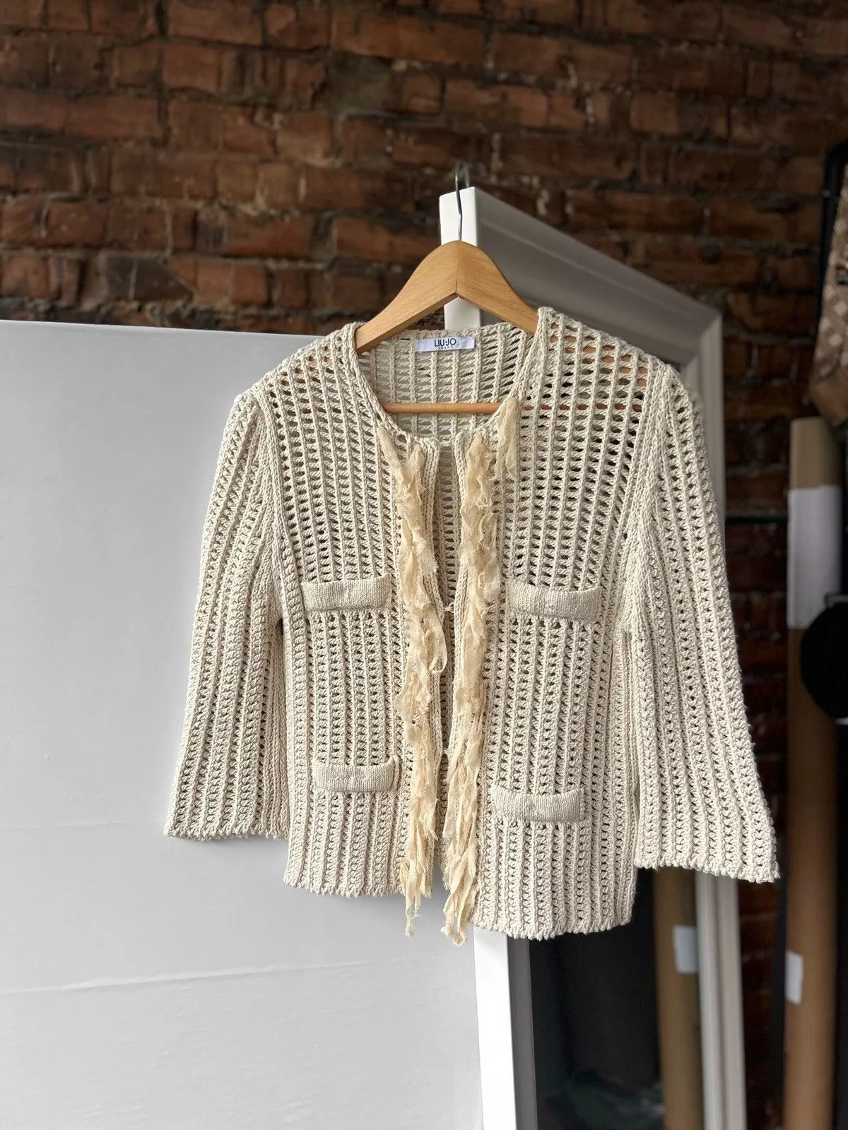 Liu Jo Sweaters Liu Jo Milano Women’s Knit Beige Premium Cardigan LS Luxury