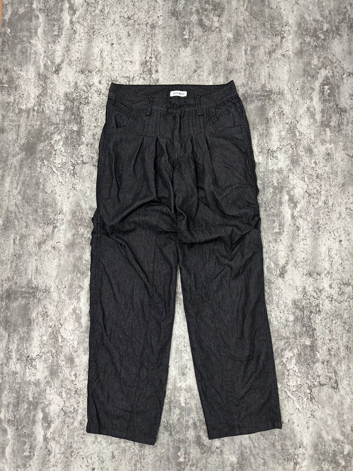 Japanese Brand Casual Pants Japanese Brand Open Arms Pants Black Vintage