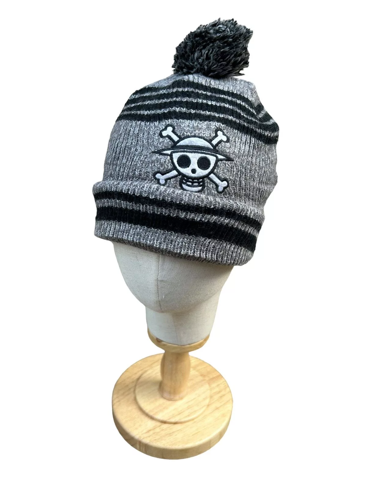 Anime Hats Anime × Japanese Brand × One Piece Vintage One Piece Beanie Hats ☠️🔥 Gray