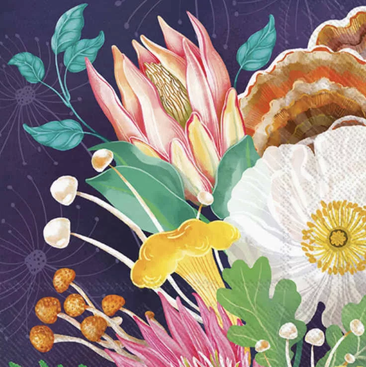Florals &  Mushrooms Paper Napkins