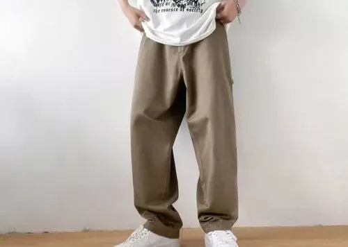 Jean Casual Pants Jean Korean Casual Cargo Pants Loose Patchwork Y2K #20 Black Avant-Garde