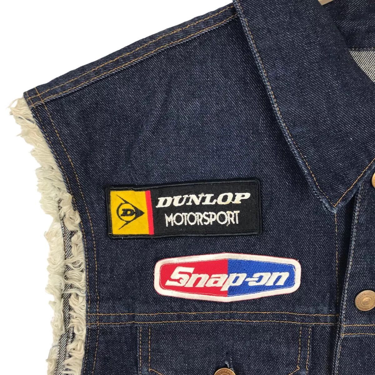 Vintage Vests Vintage KADOYA Denim Vest Sleeveless Racing Spirit And Blue