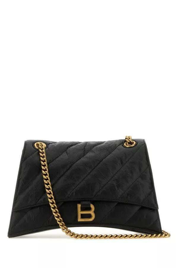 Balenciaga Crossbody Bags Balenciaga Black Leather Medium Crush Shoulder Bag Multi
