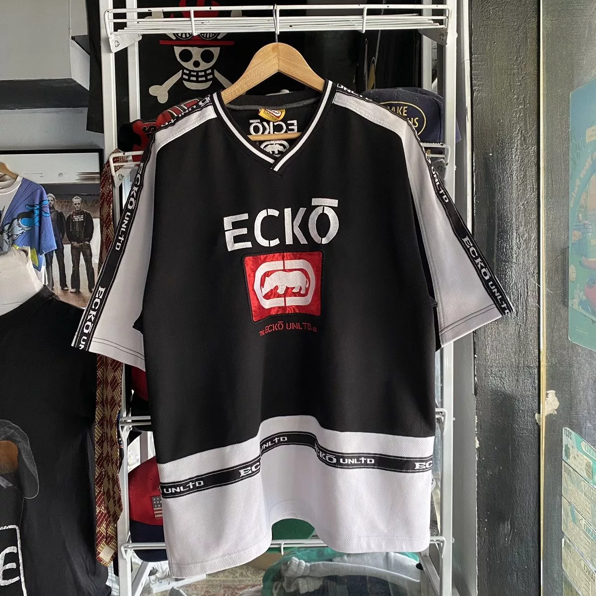 Ecko Unltd. Jerseys Ecko Unltd. × Rap Tees Vintage ECKO Unlimited Rap Hip Hop Big Logo Jersey Black Streetwear