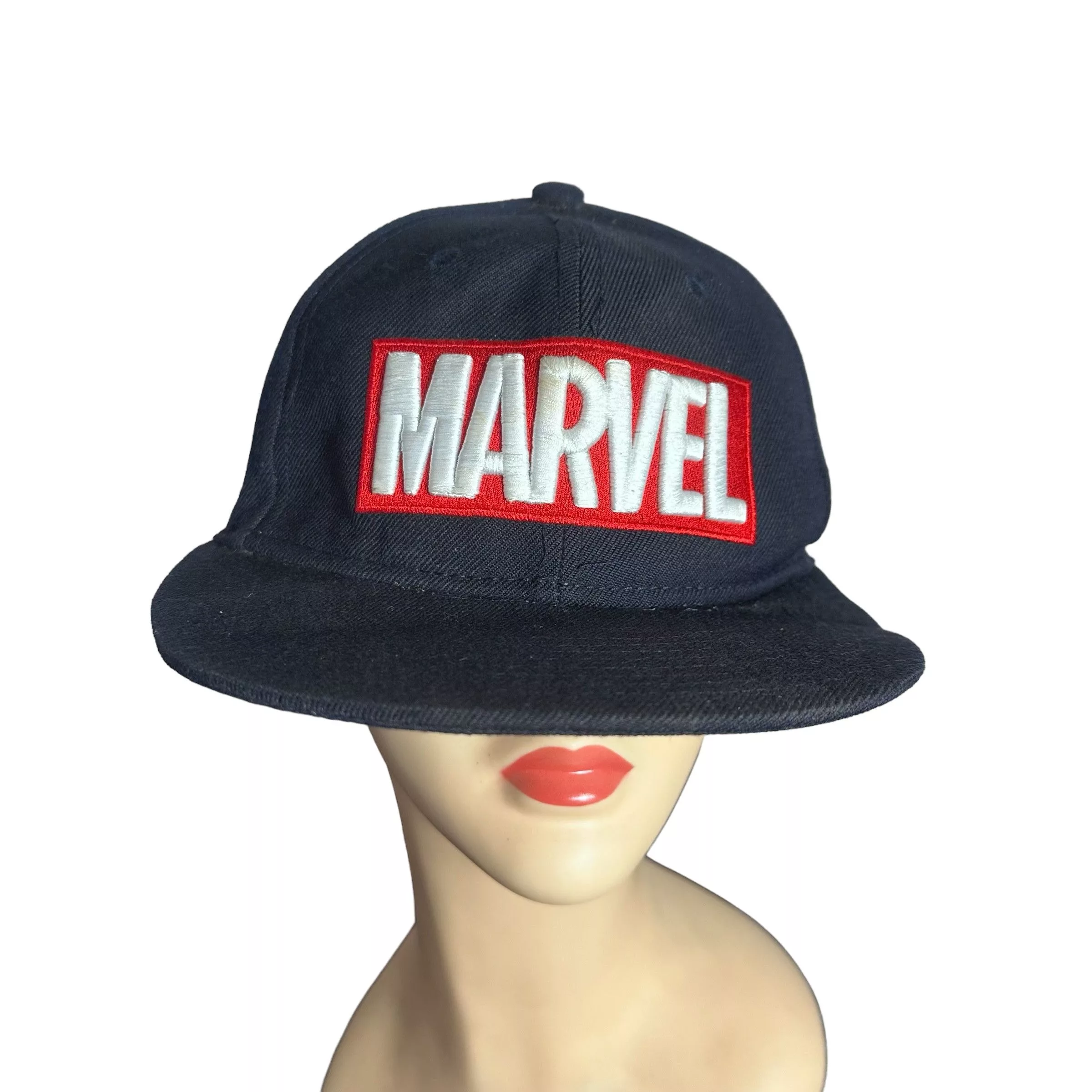Anime Hats Anime × Marvel Comics 🔥RARE🔥Marvel Studio Logo Embroidery Snapback Cap Hat Black Vintage