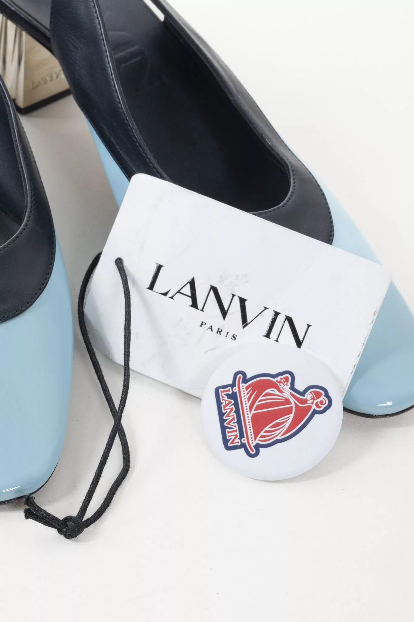 Lanvin Heels Lanvin M&E Leather Slingback Heels Blue