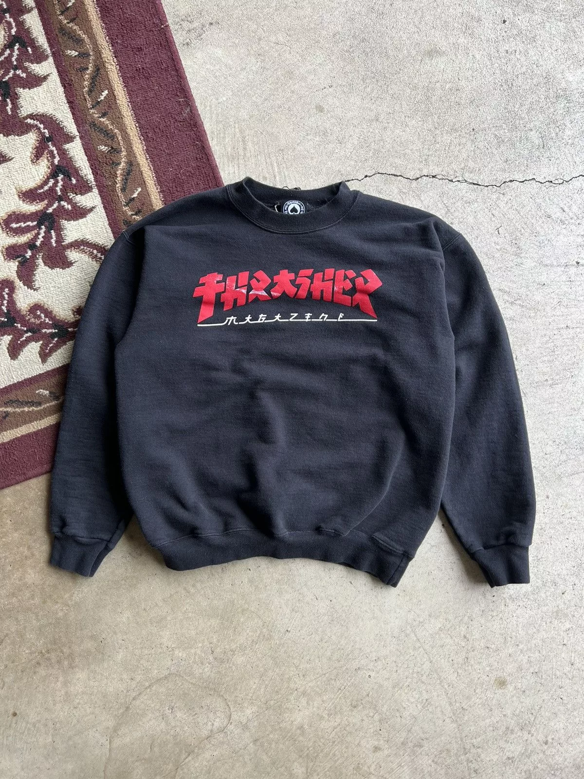 Thrasher Sweatshirts Hoodies Thrasher × Vintage Y2K Thrasher Skateboard Magazine Japanese Logo Sweatshirt Black Streetwear