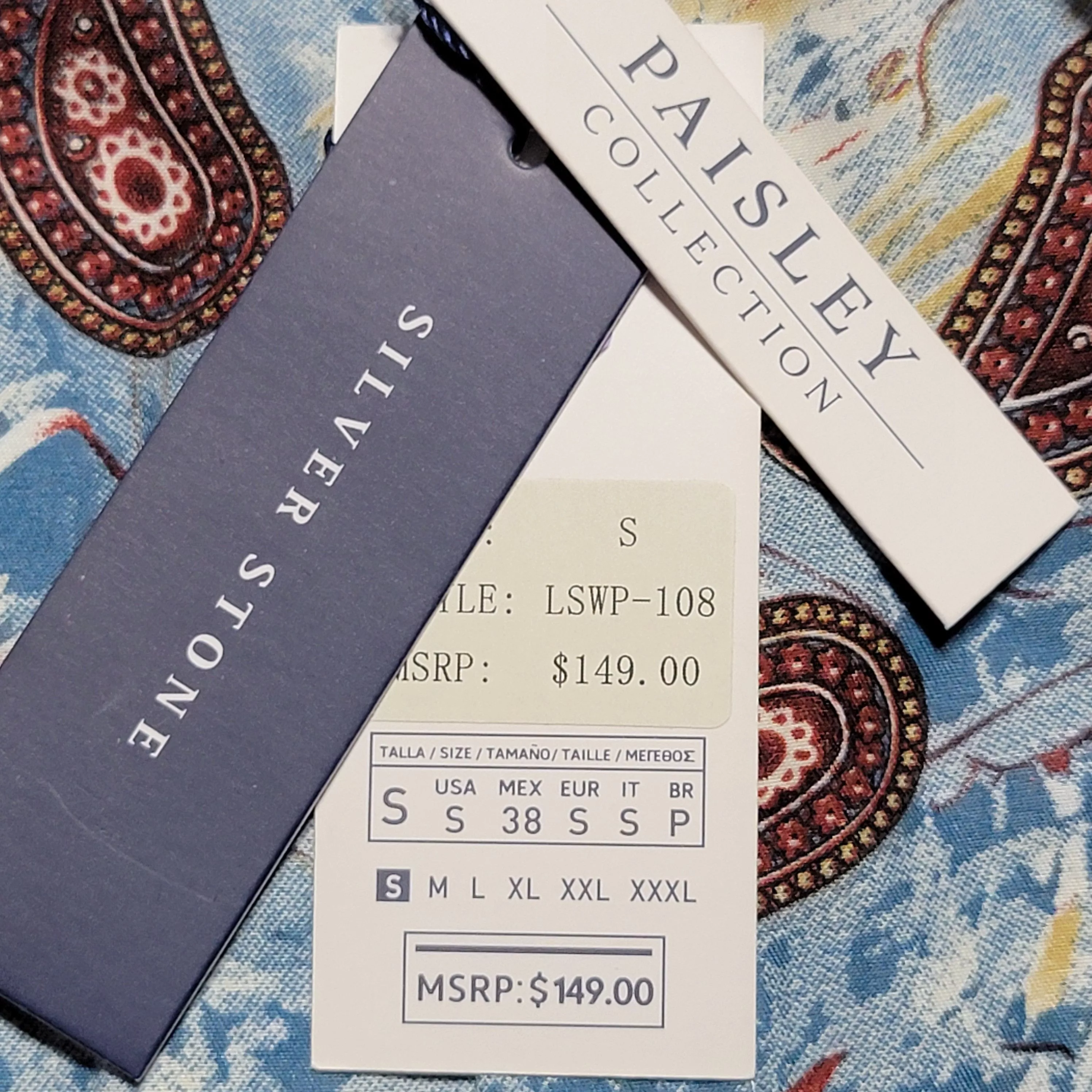 The Silver Stone Shirts Button Ups The Silver Stone Silver Stone Collection LS Lg Paisley Shirt - Size Small NWT Blue