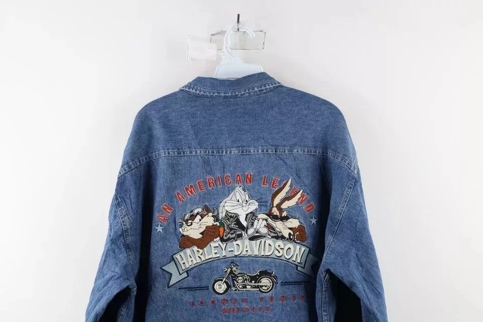 Harley Davidson Shirts Button Ups Harley Davidson × Vintage Vintage 90s Harley Davidson x Looney Tunes Button Shirt Blue