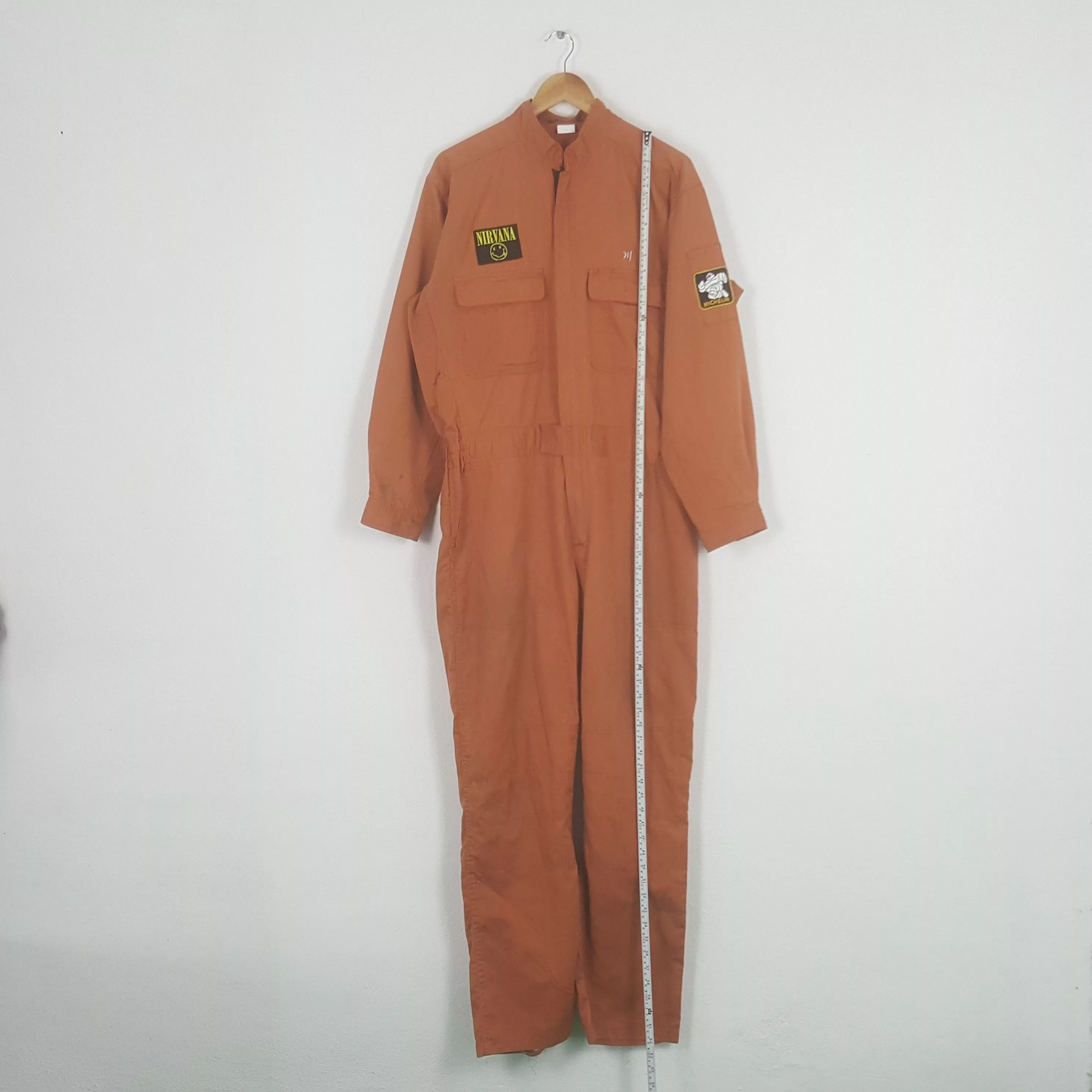 Nirvana Light Jackets Nirvana × Vintage Vintage Nirvana x Michelin Patches Work Coverall Jacket Orange Workwear