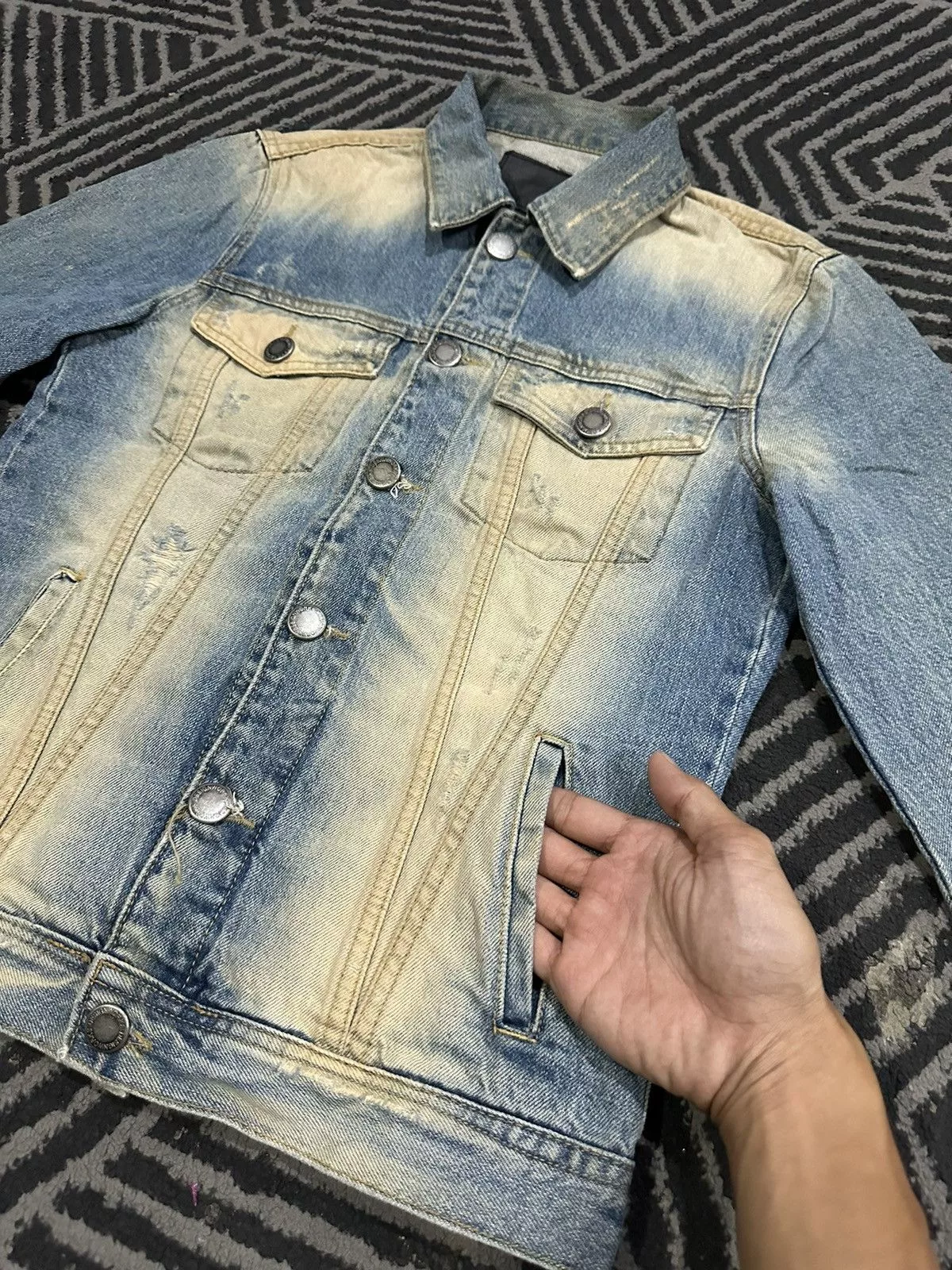 Vintage Denim Jackets Vintage DESIGNWORK Acidwash Style Buttoned Denim Jacket Blue Streetwear