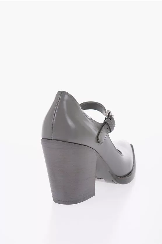 Prada Heels Prada Mary Jane Leather Pumps Gray