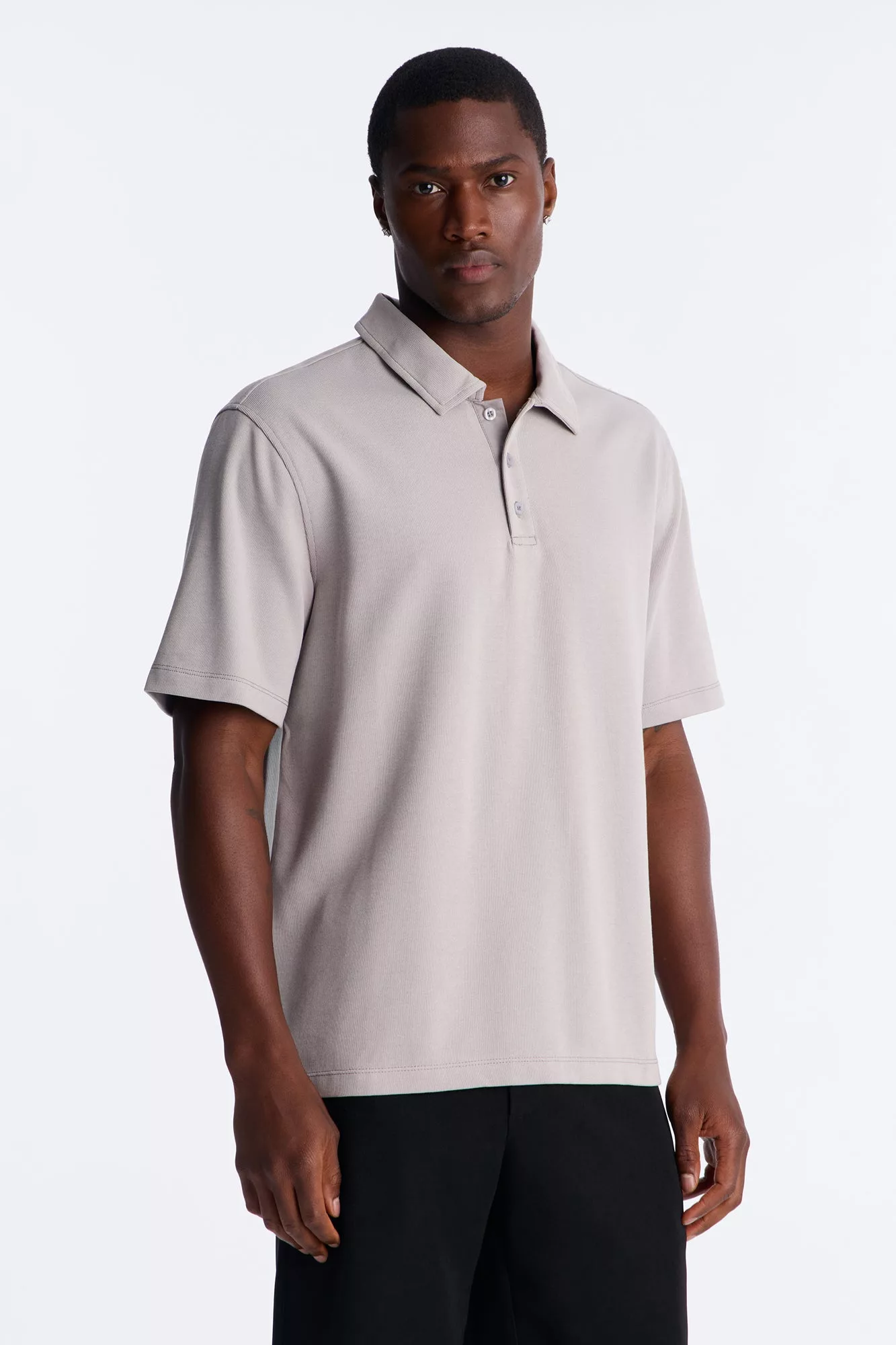Classic Ribbed Clean Finish Polo - Grey