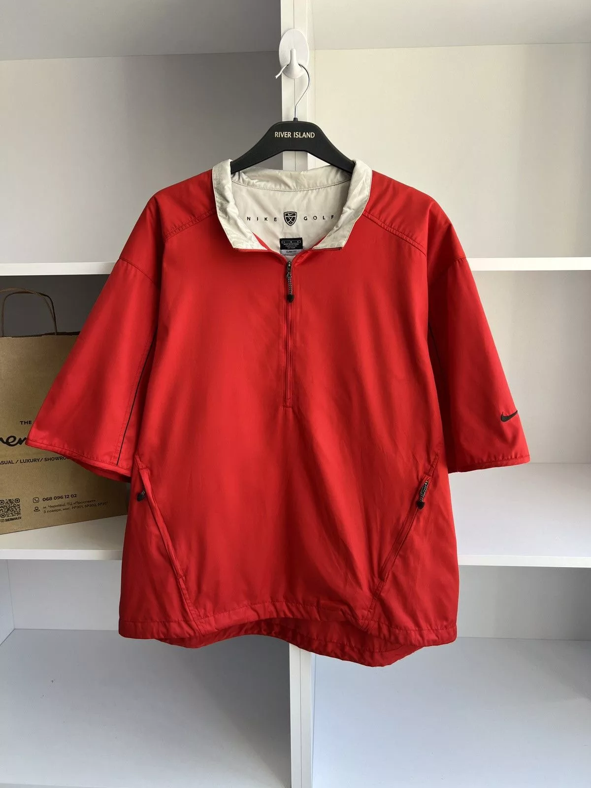 Nike Denim Jackets Nike × Vintage Vintage NIKE Red Golf Pullover Jacket