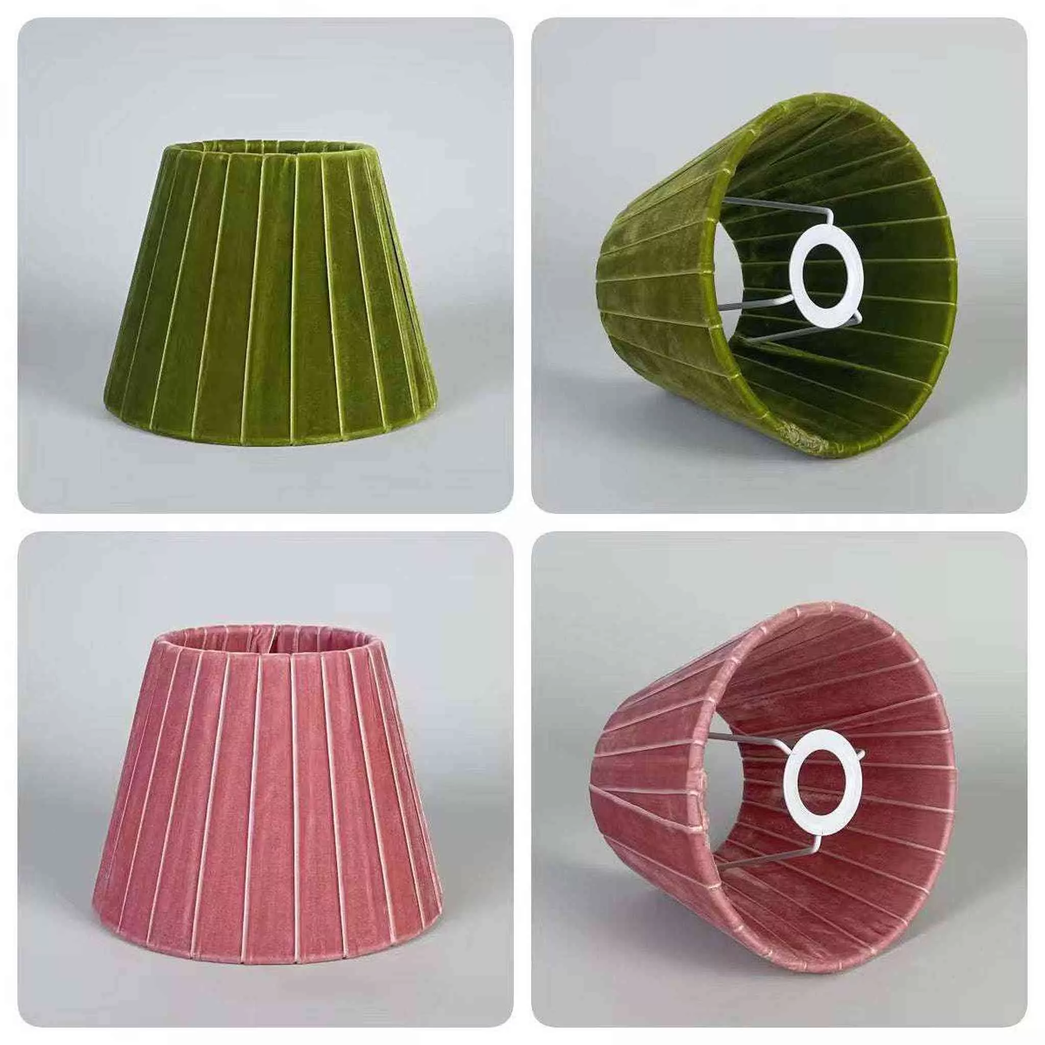 Velvet Pleated Cordless Table Lamp Pink and Green - Curated Home Decor