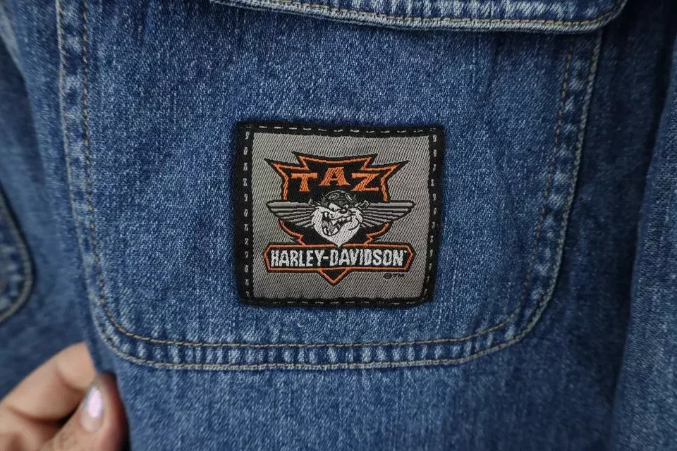Harley Davidson Shirts Button Ups Harley Davidson × Vintage Vintage 90s Harley Davidson x Looney Tunes Button Shirt Blue