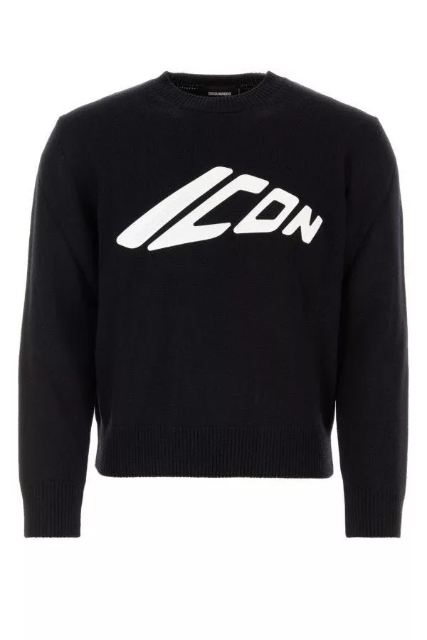 Dsquared2 Sweaters Knitwear Dsquared2 Black Wool Sweater Multi