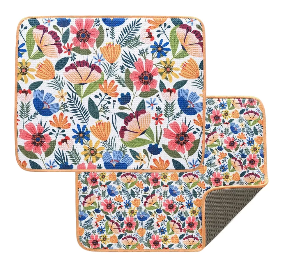 Field of Flowers Microfiber Dish Drying Mats