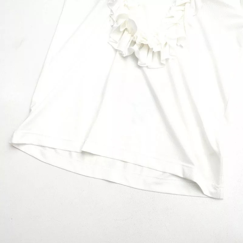 Comme des Garcons Homme Short Sleeve T Shirts Comme des Garcons Homme Short Sleeve Ruffle Decoration Printed Cotton White