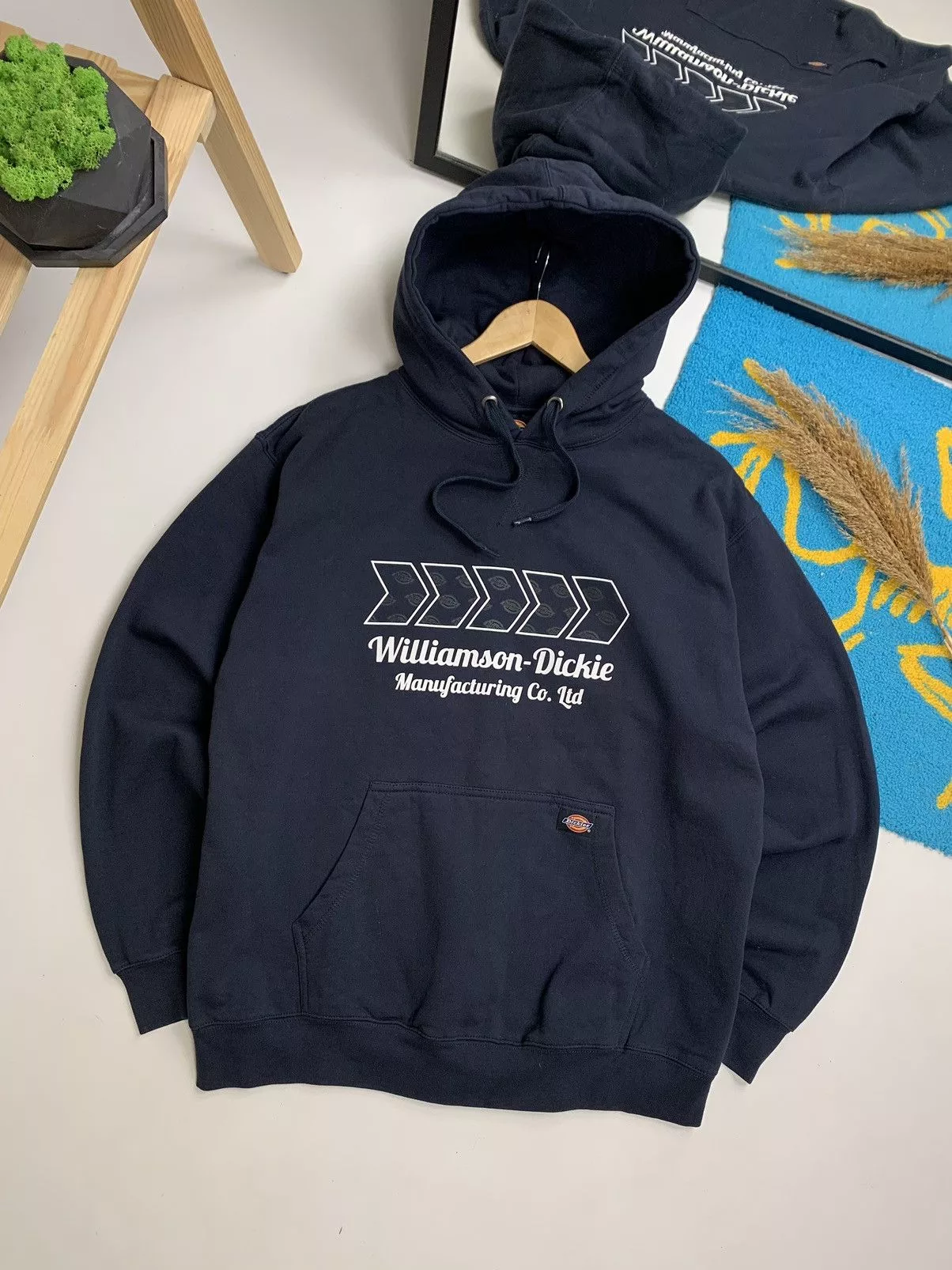 Dickies Sweatshirts Hoodies Dickies × Vintage Vintage Dickies Overprinted Logo Heavy Cotton Hoodie Blue Streetwear