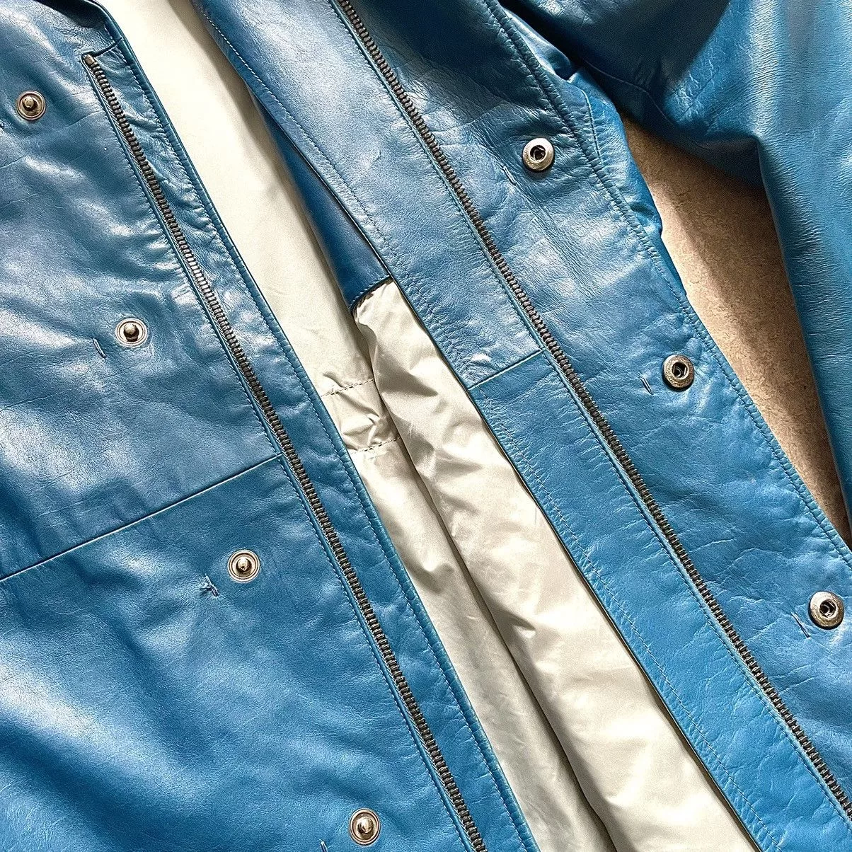 Jil Sander Leather Jackets Jil Sander Teal Leather Jacket Blue