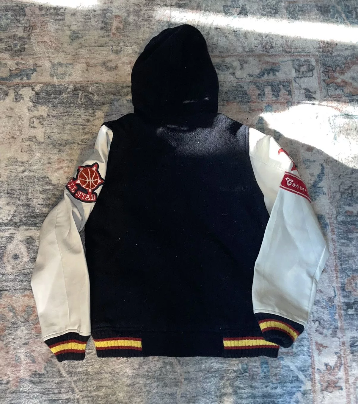 Converse Bombers Vintage Converse hooded Varsity Jacket Blue