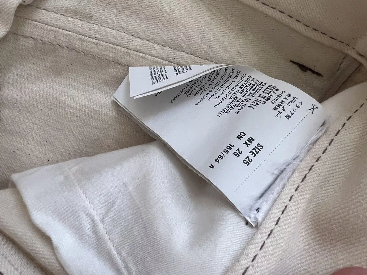 Prada Denim PRADA Spring 2015 leather trim natural color denim jeans 30 White
